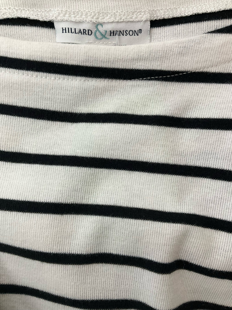 Hillard & Hanson White/Black Stripe Pre-Owned Top - Size Small