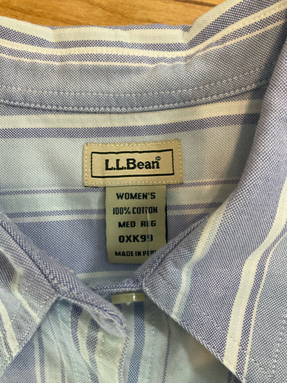 L.L.Bean Striped Sleeveless Button-Down Cotton Shirt | Women&