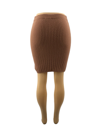 Express RUST Skirt Ribbed Knit Bodycon Mini Skirt Rust Brown NWT Size Small - Size S