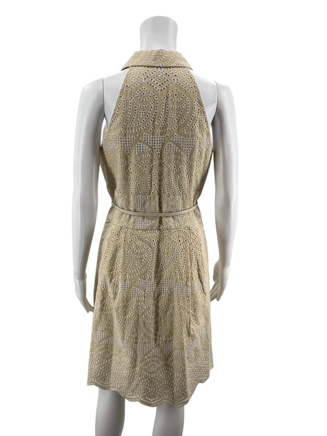 Antonio Melani Tan/White Eyelet Pre-Owned Ladies Dress - Size 8