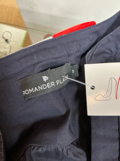 Pomander Place Navy Tiered Tunic Dress Long Sleeve Cotton Size Small