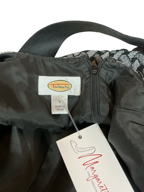 Talbots Black/Gray Print Pre-Owned Ladies Dress - Size 6