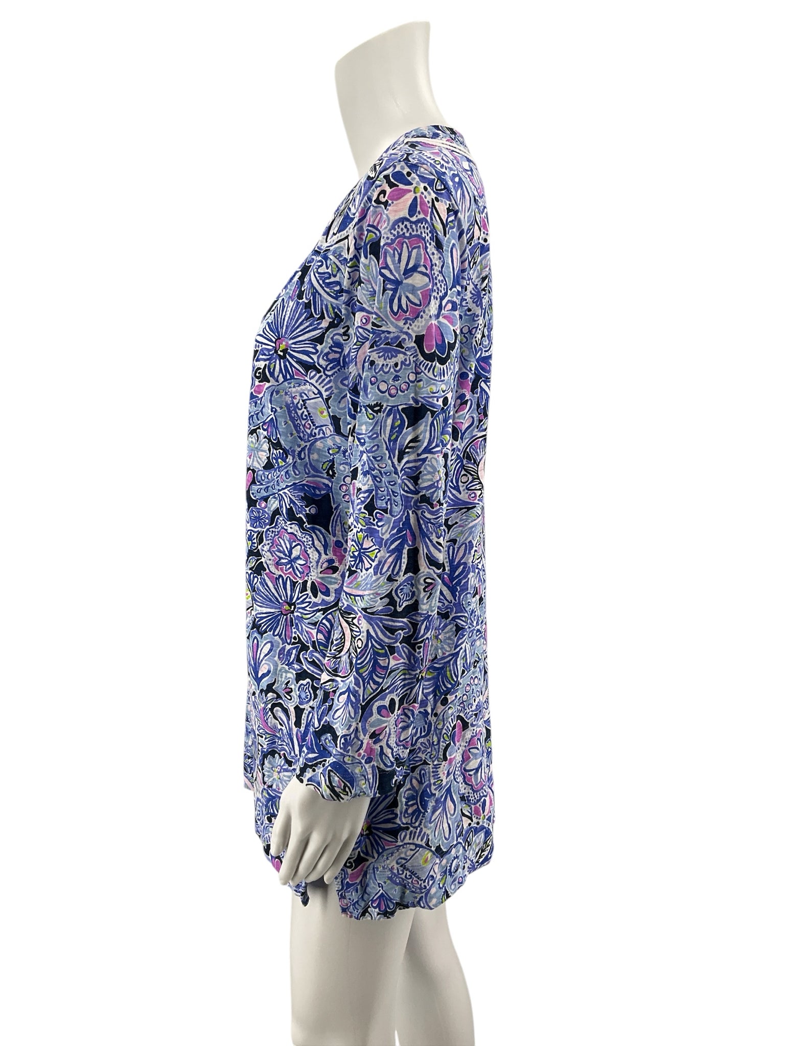 Lilly Pulitzer Marlow Tunic Top Downstairs Print Cotton Size Large