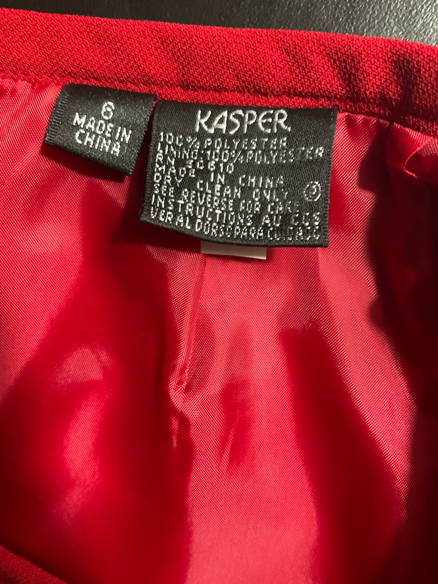 Kasper Red Solid Pre-Owned Ladies 2 Piece Skirt Set - Size 6