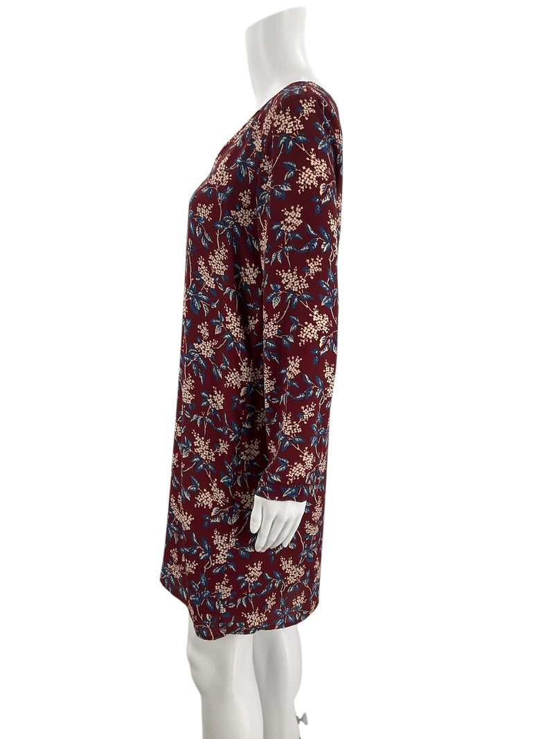 Madewell Maroon/Blue/Cream Floral Pre-Owned Ladies Dress - Size Small - Margaret’s Fine Consignment