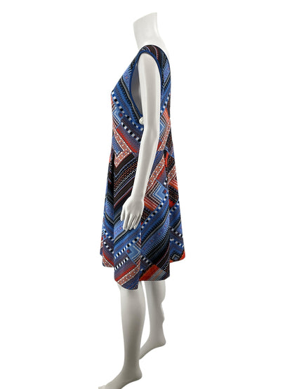 Liz Claiborne Geometric Chevron Print A-Line Sleeveless Dress Size 12