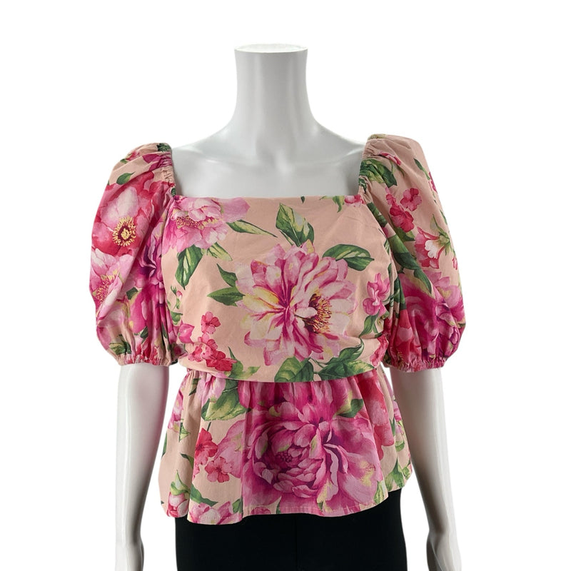 Buddy Love Pink Floral Pre-Owned Ladies Top - Size Medium - Margaret’s Fine Consignment