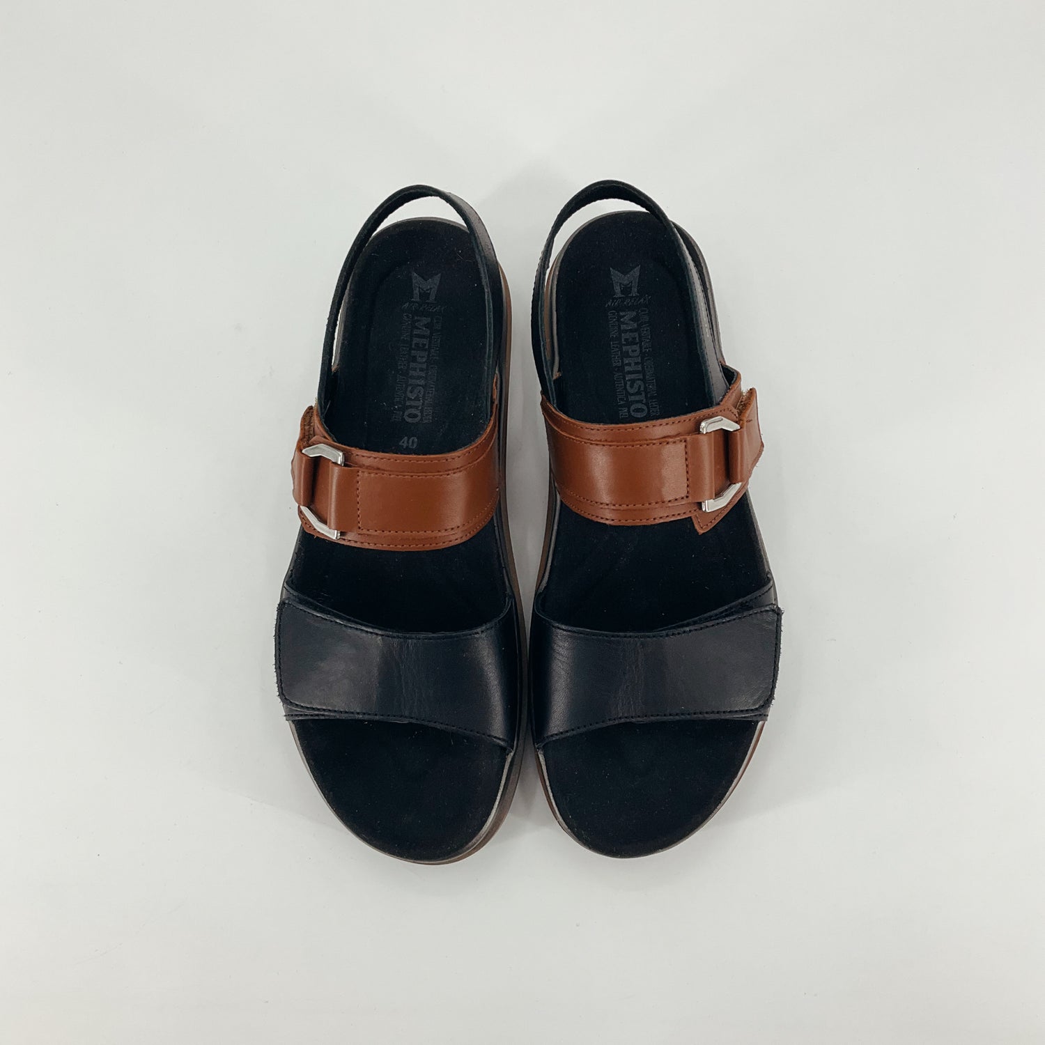 Mephisto Lissandra Two-Tone Leather Platform Sandals EU 40 US 9.5-10