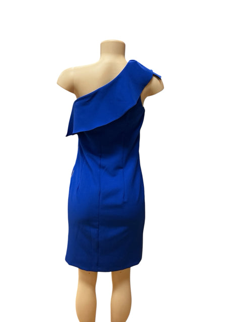 Cartise One-Shoulder Ruffle Sheath Dress Cobalt Blue Size 2 - ONLINE ONLY