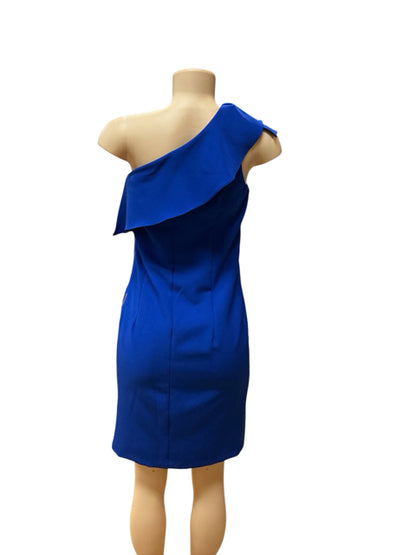Cartise One-Shoulder Ruffle Sheath Dress Cobalt Blue Size 2 - ONLINE ONLY