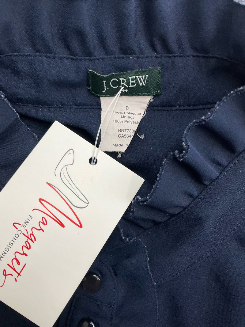 J Crew Navy Solid Pre-Owned Ladies Top - Size 0