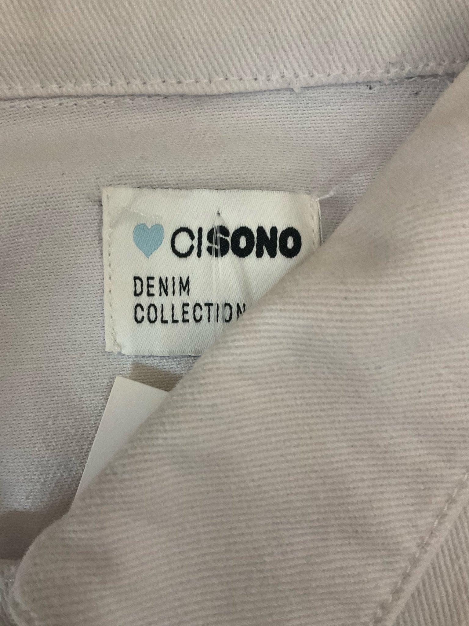 Cisono White Raw Hem Cropped Denim Trucker Jacket Size Large