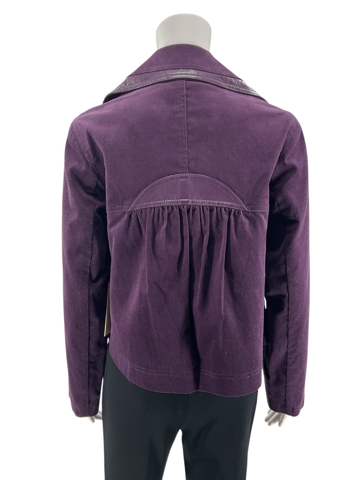 ttw by claudia brown Purple Corduroy Faux Patent Leather Trim Jacket | Size Small