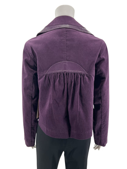 ttw by claudia brown Purple Corduroy Faux Patent Leather Trim Jacket | Size Small