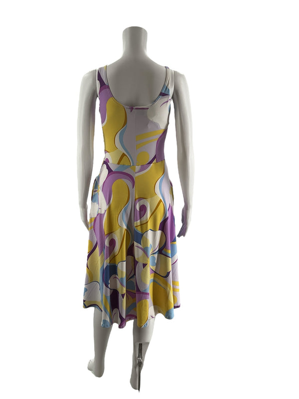 Edwards Purple/Yellow/Black Print Pre-Owned Ladies New With Tags Dress - Size Small