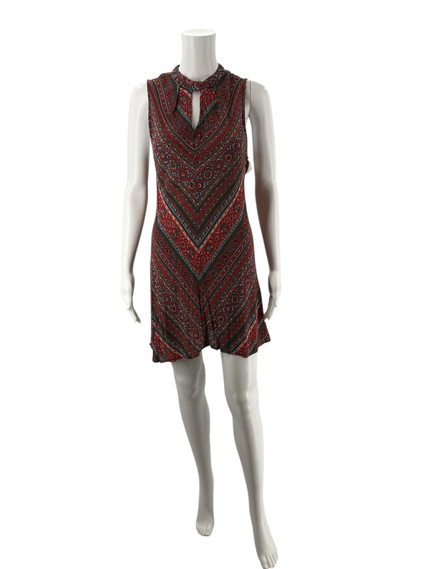 Angie Rust/Blue Print Pre-Owned Ladies Dress - Size Medium
