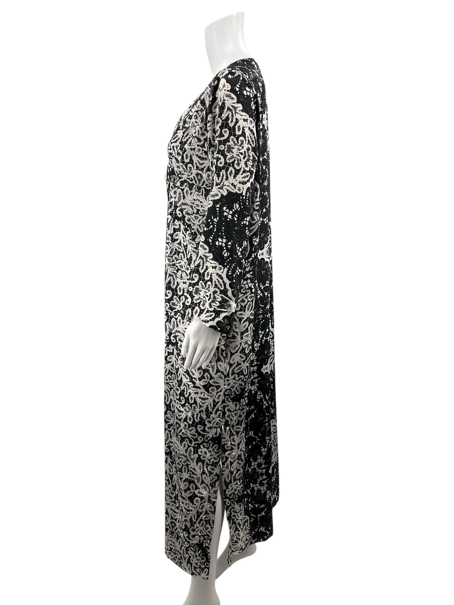 Oscar De La Renta Black/White Print Pre-Owned Ladies Dress - Size Small