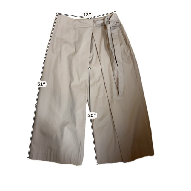 Banana Republic Margaux Tie-Waist Cropped Wide-Leg Pants Tan Size 2 - ONLINE ONLY