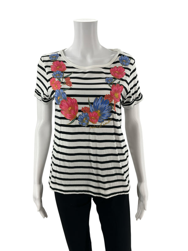 Kate Spade White/Multi Floral Stripe Pre-Owned Ladies Top - Size Small