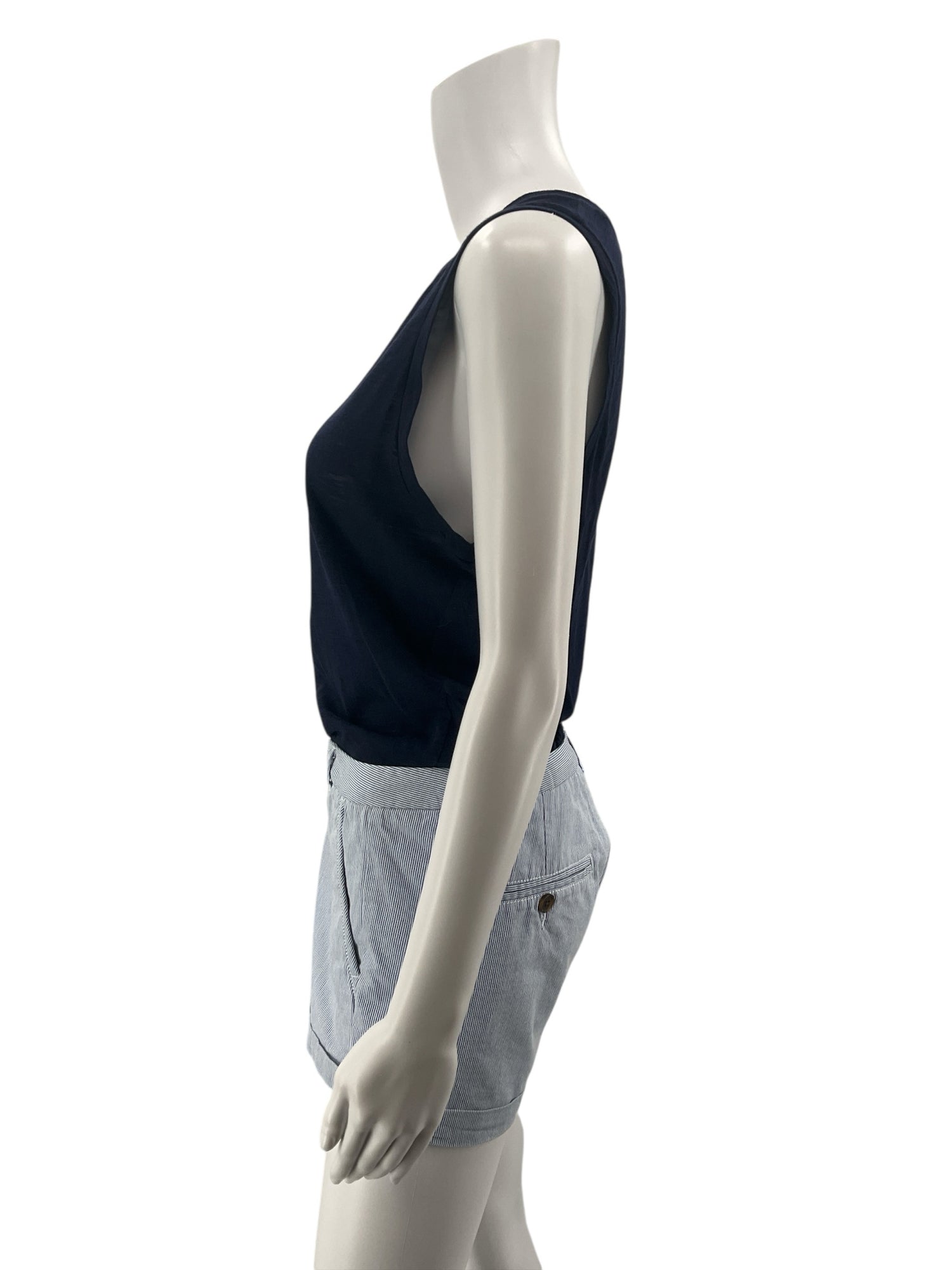 Goldie Lewinter Navy Pima Cotton Muscle Tank Top Size Medium