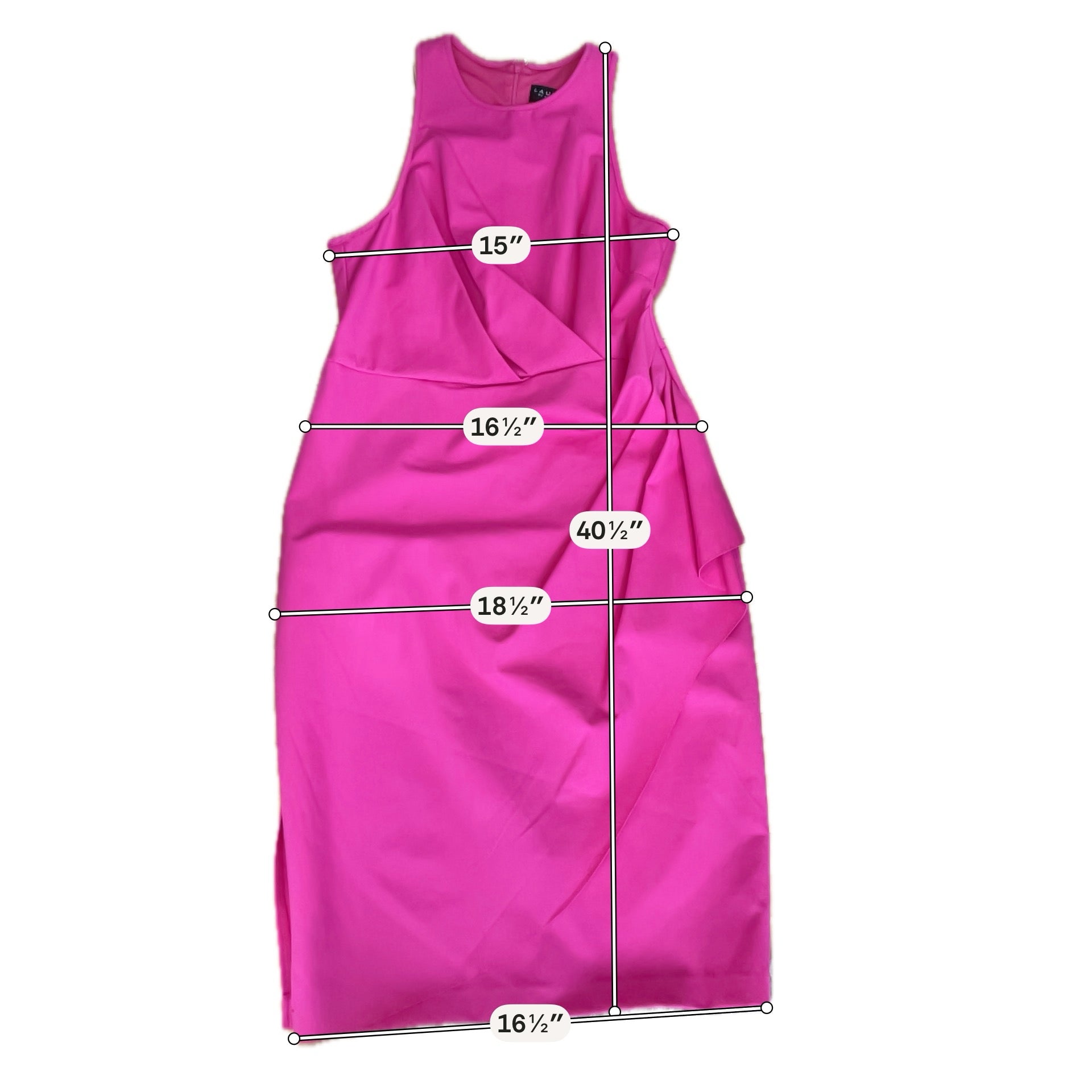 Laundry by Shelli Segal Fuchsia Draped Asymmetric Sheath Dress Size 12