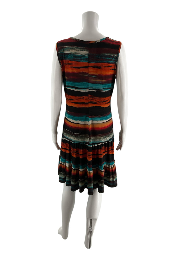 RN Studio Orange/Teal Print Pre-Owned Ladies Dress - Size Medium
