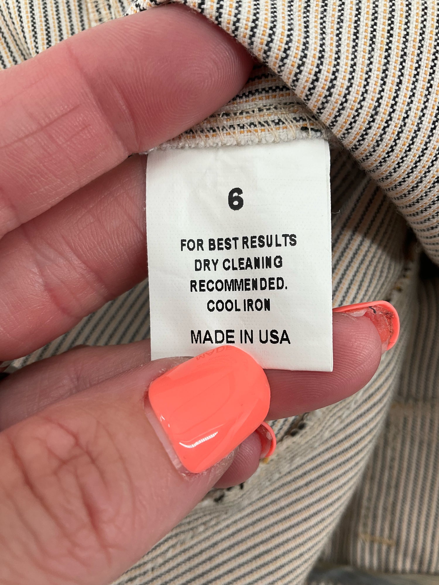 Peace Of Cloth Particular Tan Pant Tan Pinstripe Straight Leg Trousers Size 6 - Size 6
