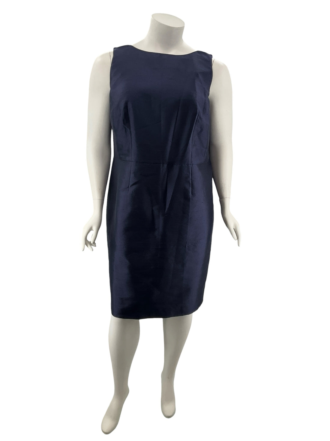 Talbots Woman Navy Silk Wool Blend Sheath Dress Size 18W