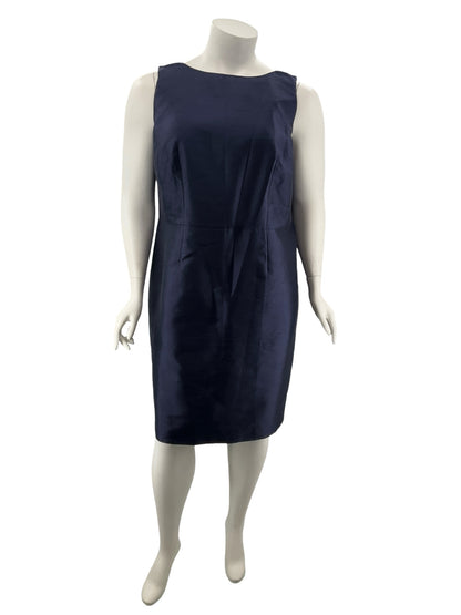 Talbots Woman Navy Silk Wool Blend Sheath Dress Size 18W