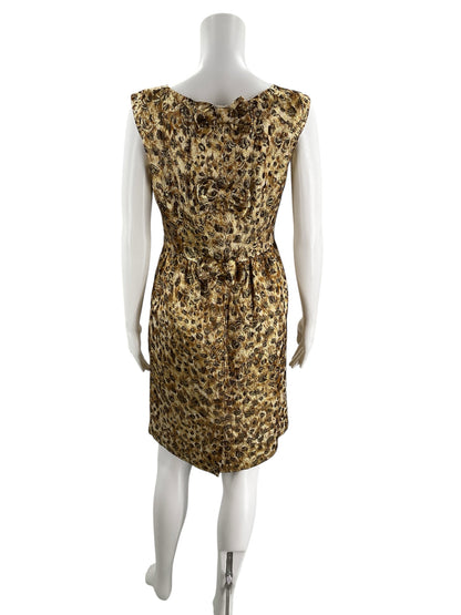 J. Crew Collection Metallic Leopard Jacquard Bow Back Dress Size 4