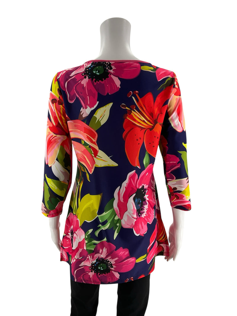 Sophie A Purple/Pink/Orange Floral Pre-Owned Top - Size Medium