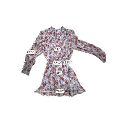 MISA Cream/red Mini Los Angeles Savanna Floral Smocked Mini Dress Cream Red Size Small - Size S
