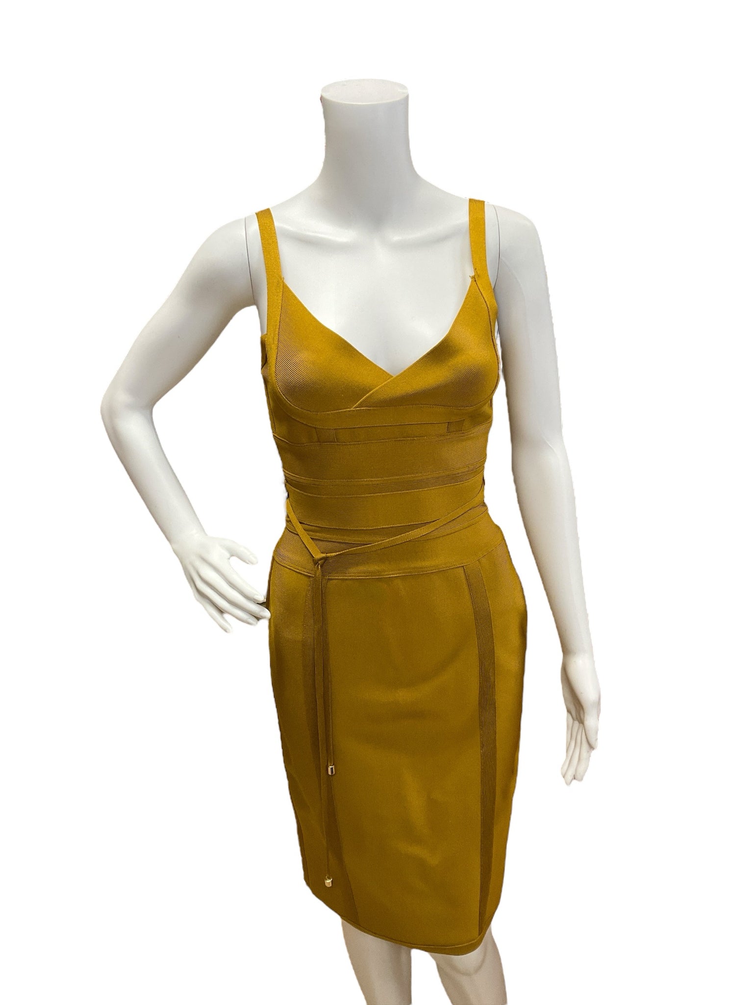 House London Size Medium Mustard Solid Pre-Owned Dress