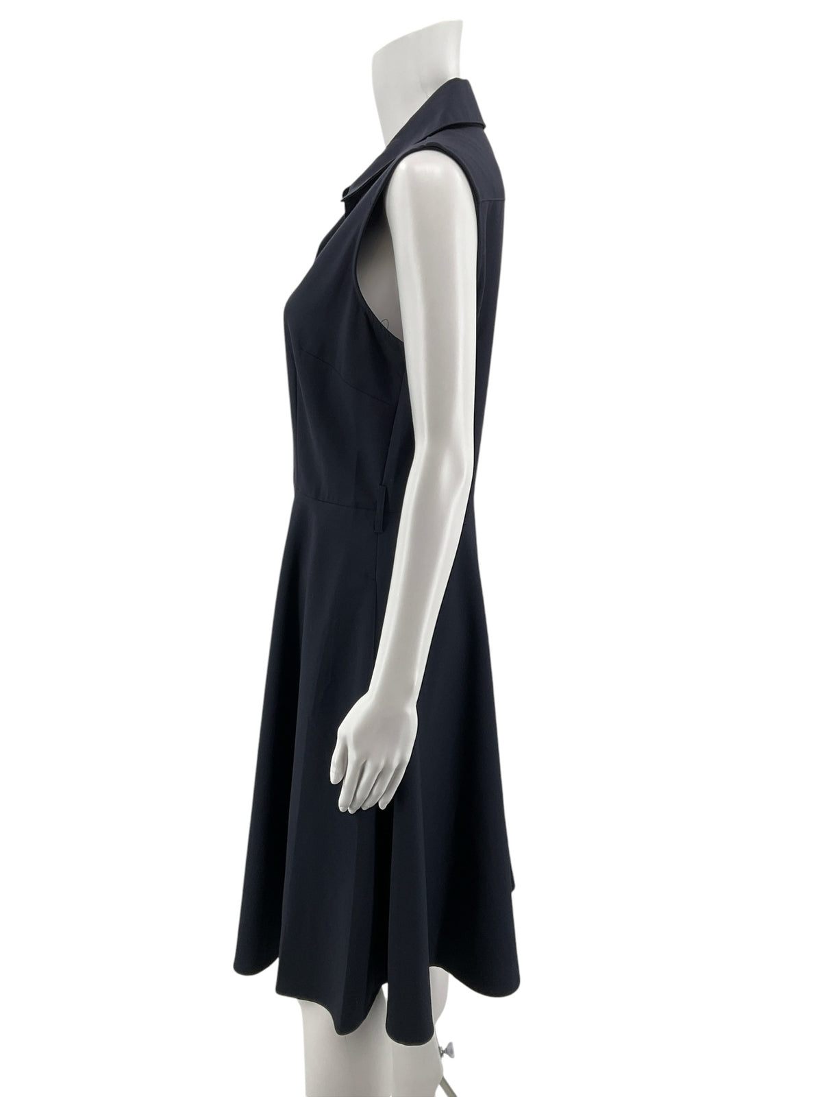 Sharagano Petite Navy Blue Sleeveless Collared A-Line Shirtdress Size 8P