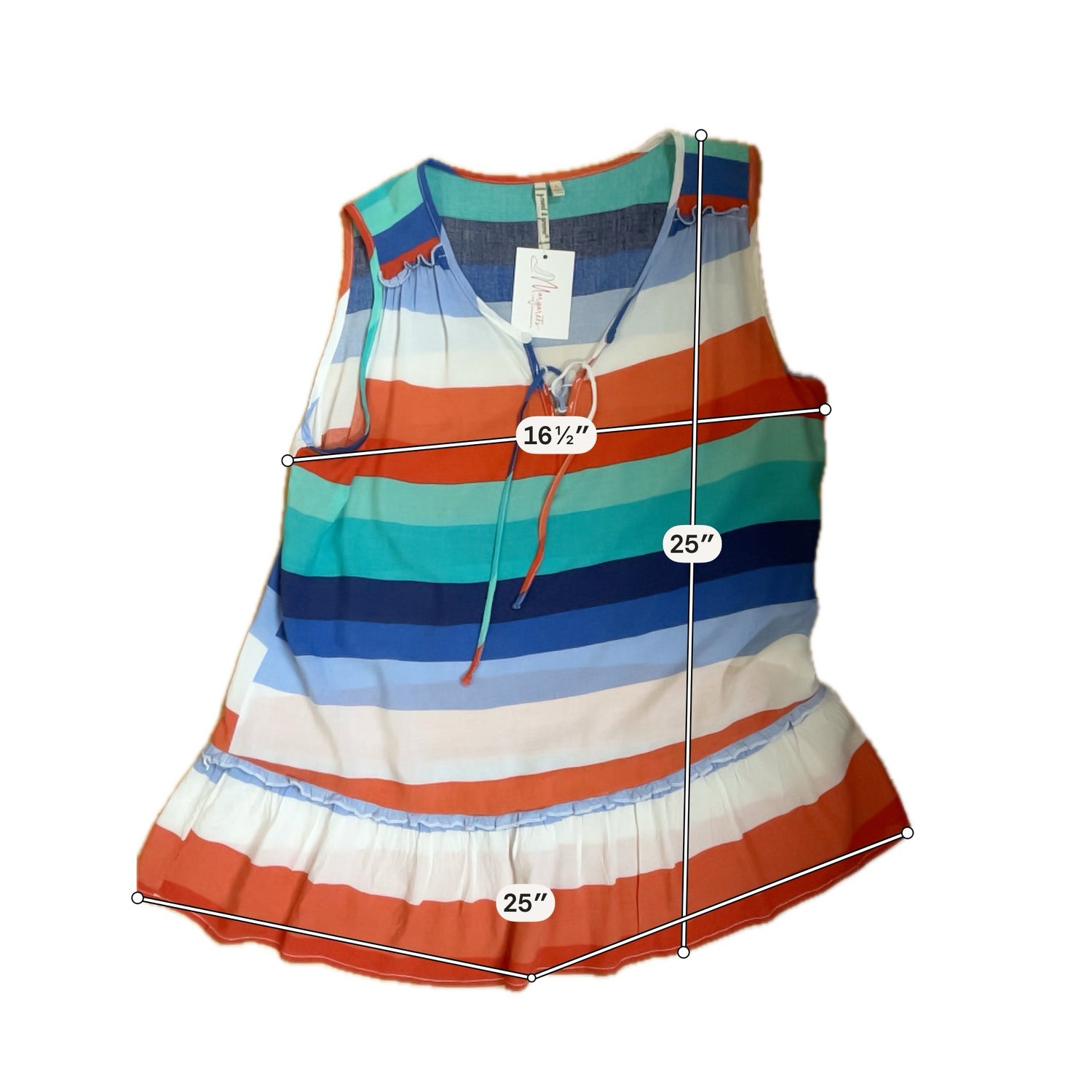 Grand &amp; Greene Striped Ruffle Hem Tunic Top | Anthropologie Brand | Size Large - ONLINE ONLY