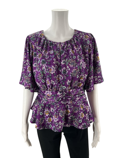 Loft Purple Floral Pre-Owned Ladies Top - Size 10