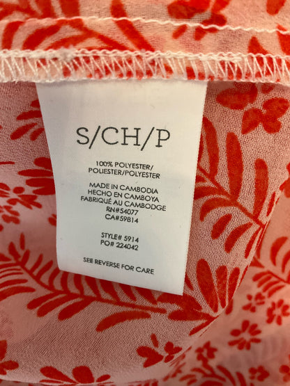 CAbi Orange Sleeveless Fern Blouse Orange Botanical Print Sleeveless Top Size Small - Size S