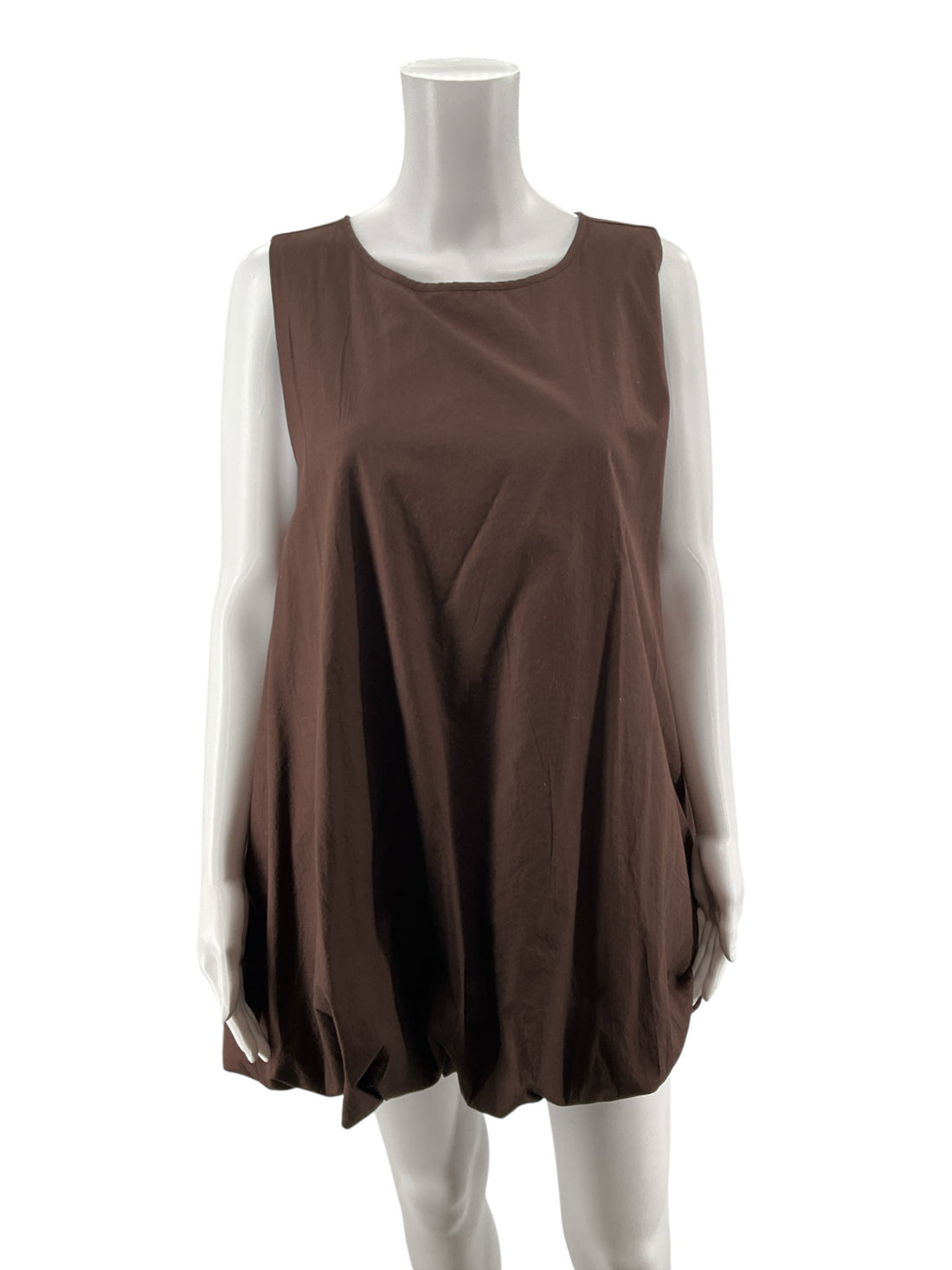 Free People Brown Boho Hot Shot Bubble Hem Mini Dress Tie Back Cotton Brown NWT Size XS - Size XS
