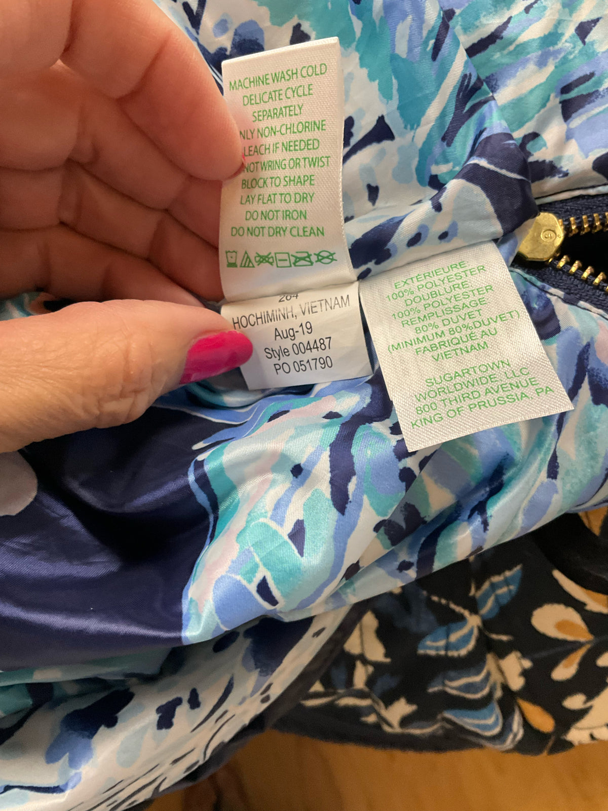 Lilly Pulitzer Hollie Reversible Down Puffer Vest Navy Blue Size Small