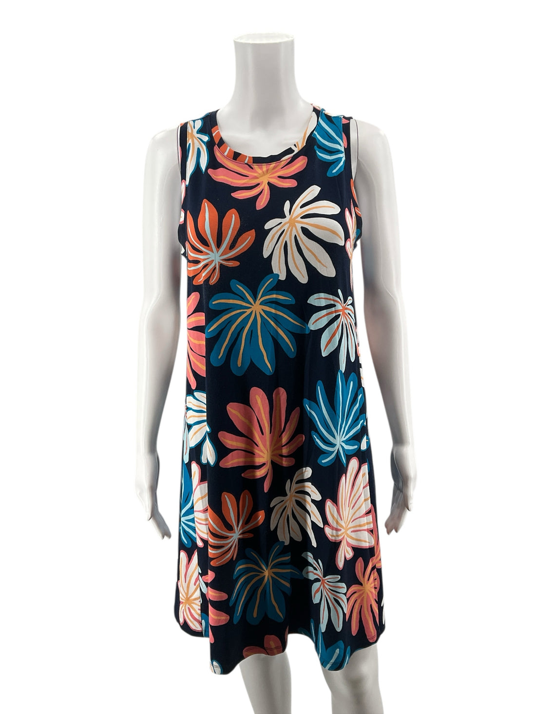 Loft Outlet navy/coral Floral Loft Navy/Coral Floral Pre-Owned Ladies Dress - Size Medium - Size M