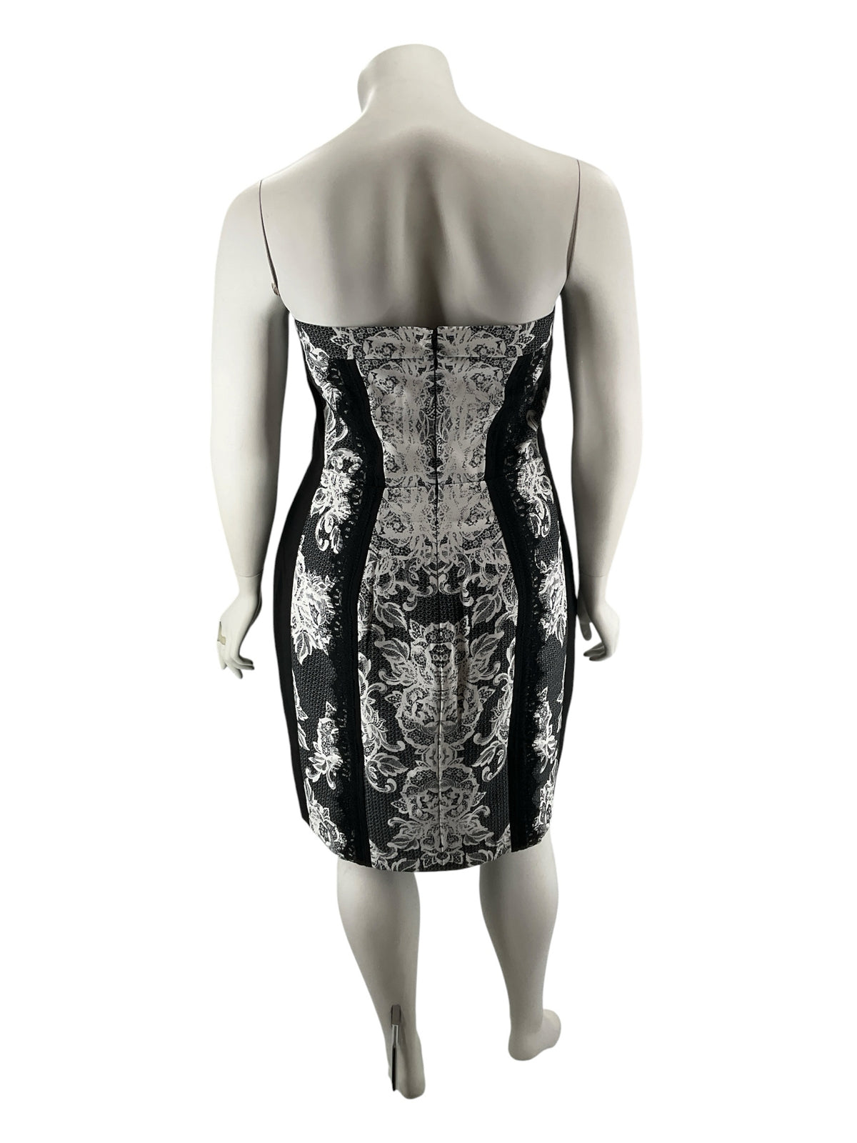 City Chic Baroque Lace Trim Strapless Sheath Dress Black White Size 16W - ONLINE ONLY