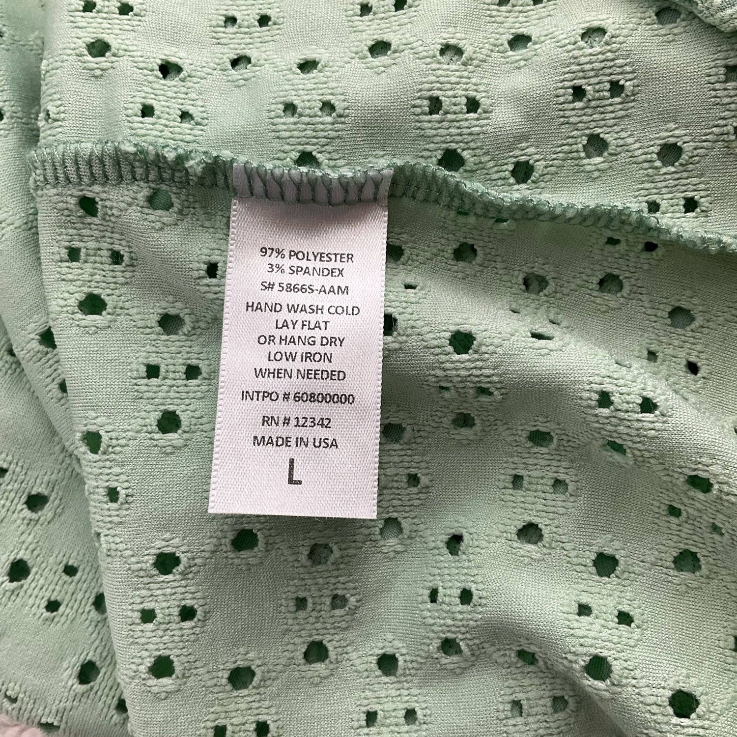 Coin 1804 Green Eyelet Pre-Owned Ladies Top - Size Small - Margaret’s Fine Consignment