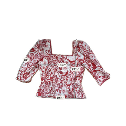 &amp; Merci Red &amp; Cream Floral Paisley Bandana Print Peplum Top Size Medium