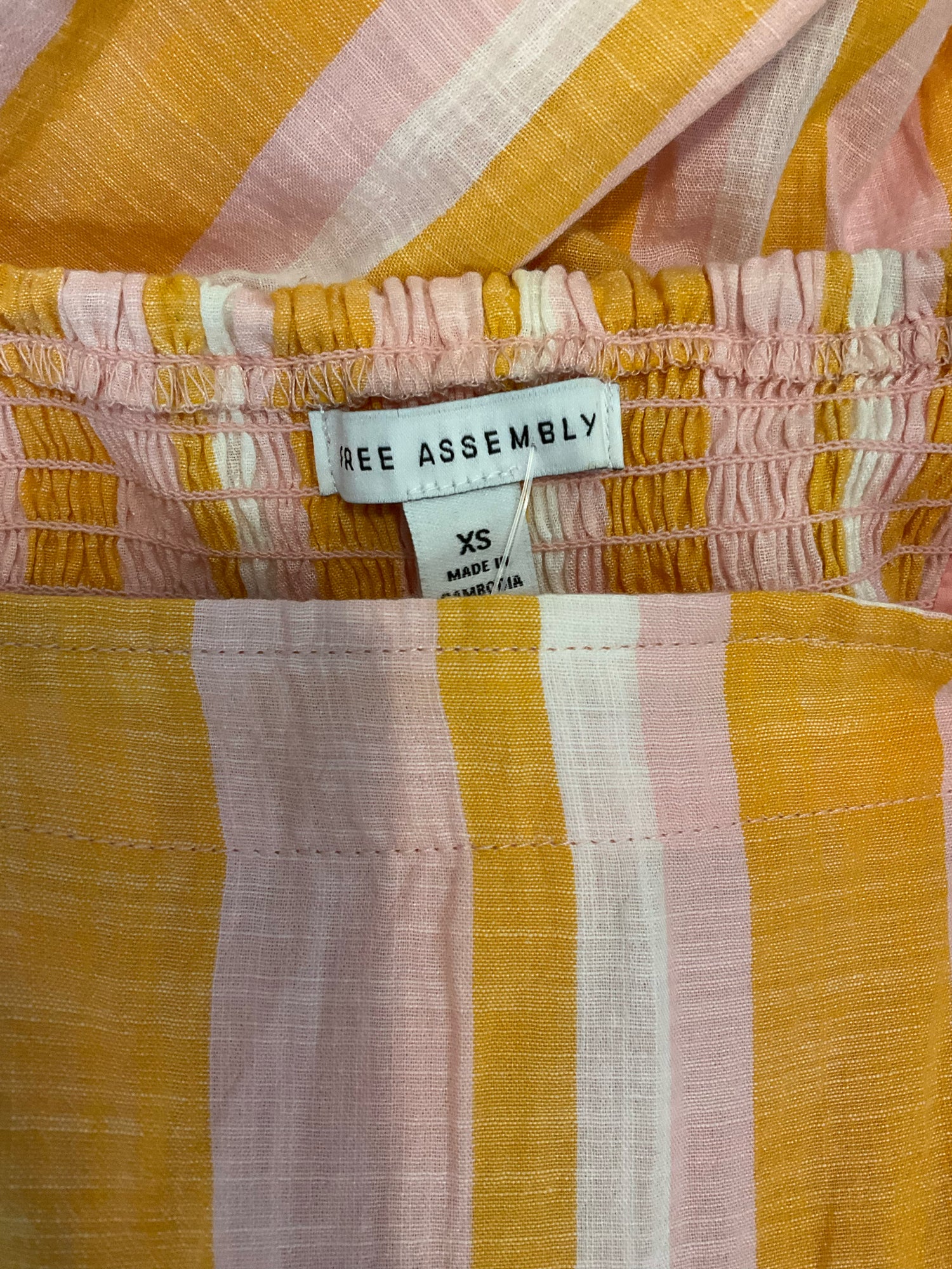Free Assembly pink/orange Midi Striped Tiered Midi Sundress XS - Size XS