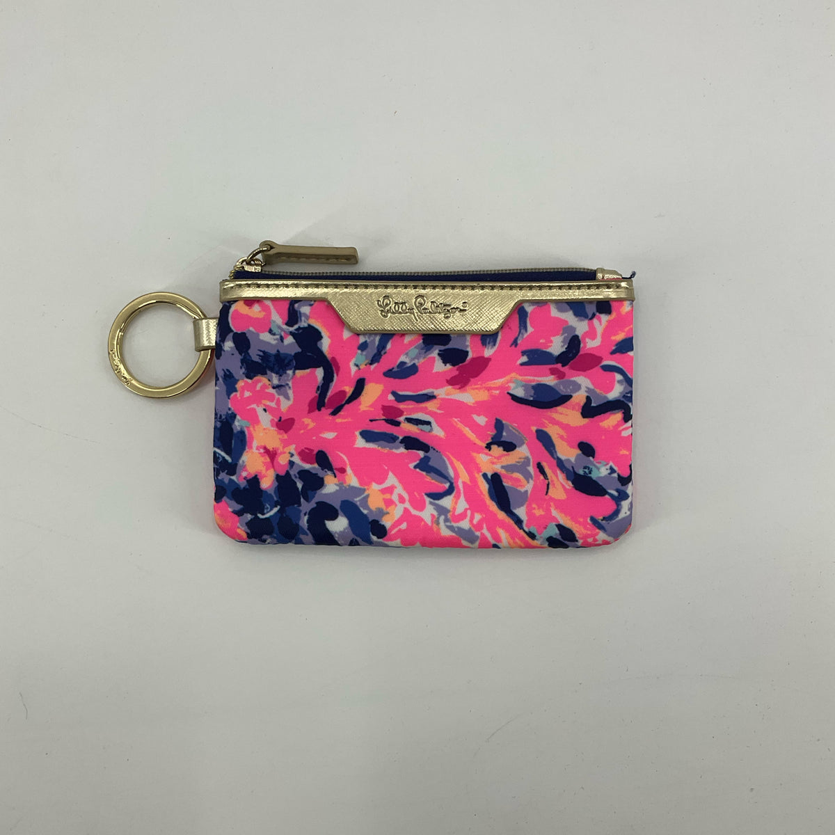 Lilly Pulitzer Coral Cheetah Round Key Pouch Coin Purse