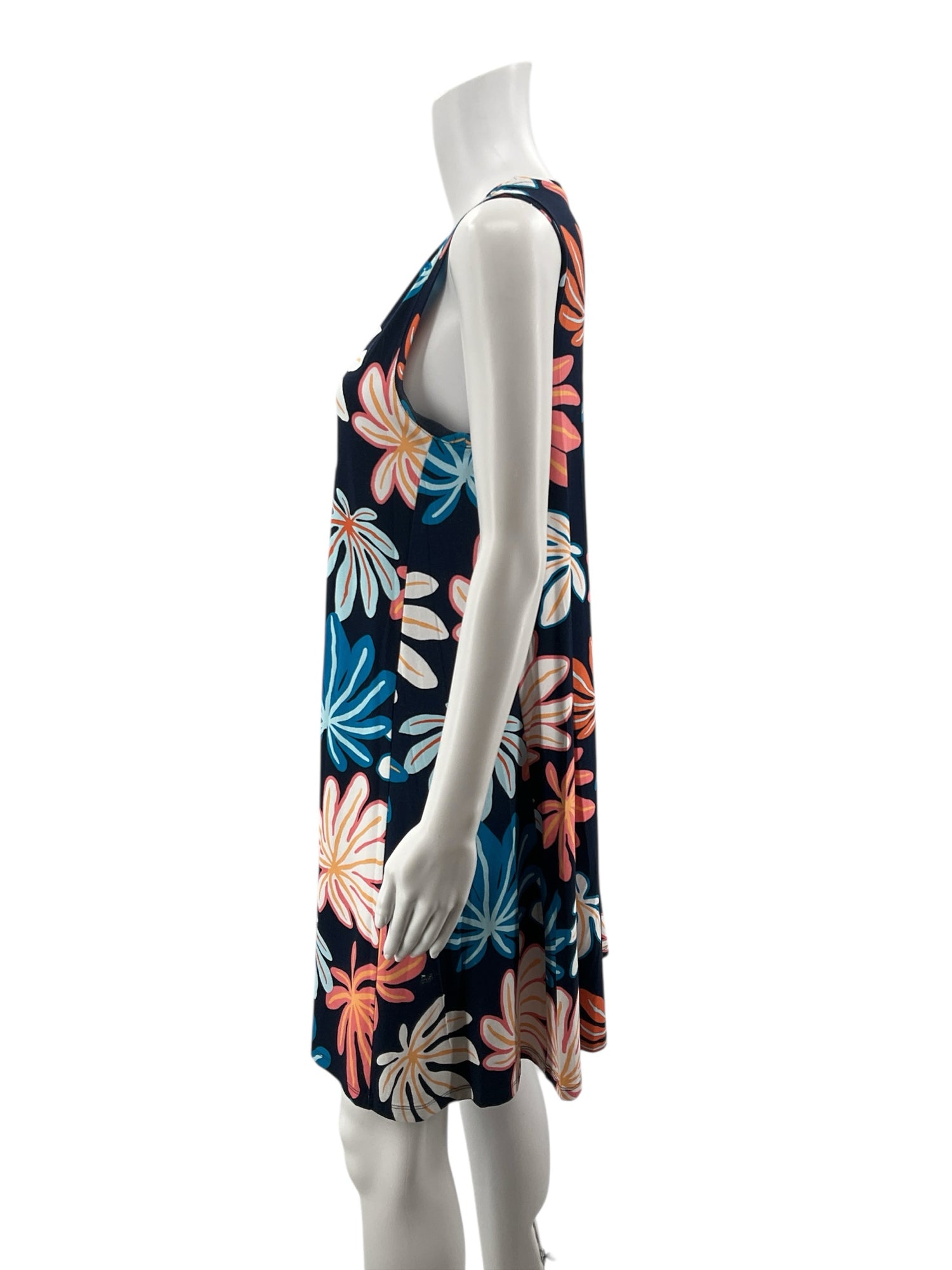 Loft Outlet navy/coral Floral Loft Navy/Coral Floral Pre-Owned Ladies Dress - Size Medium - Size M