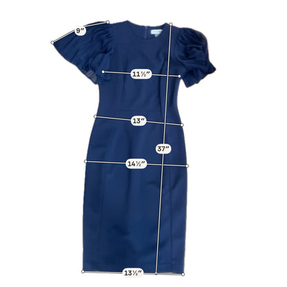 Calvin Klein Navy Blue Pleated Flutter Sleeve Sheath Dress Size 2P