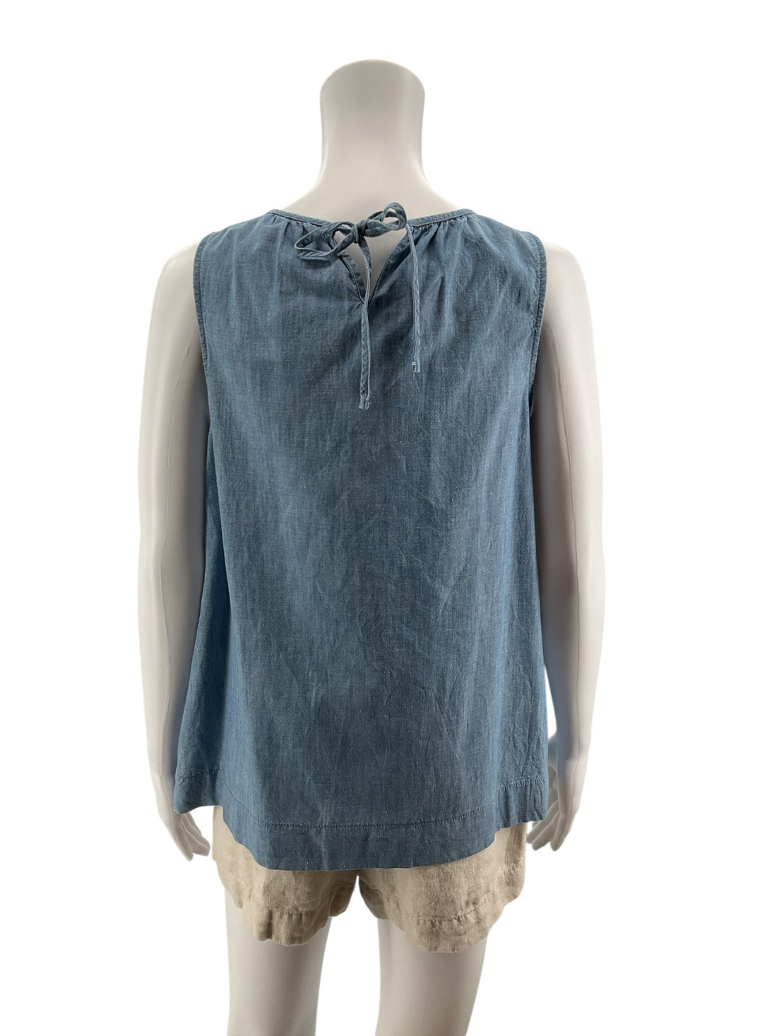 J. Crew Tie-Back Chambray Cotton Linen Shell Top Blue Size XXS