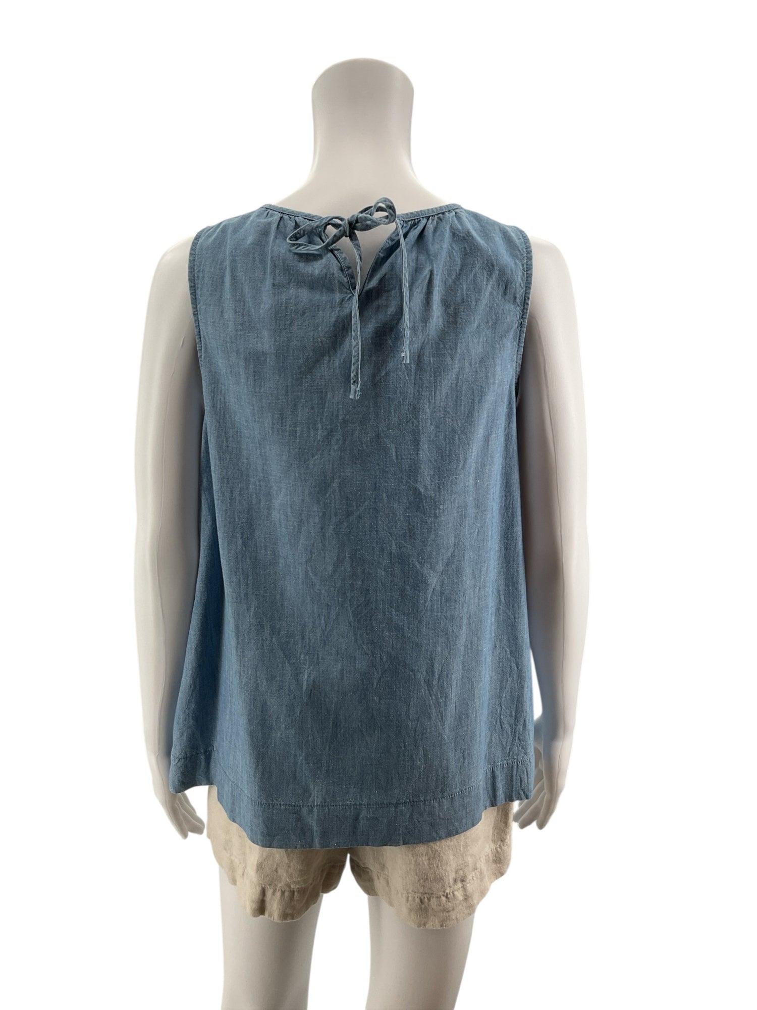 J. Crew Tie-Back Chambray Cotton Linen Shell Top Blue Size XXS