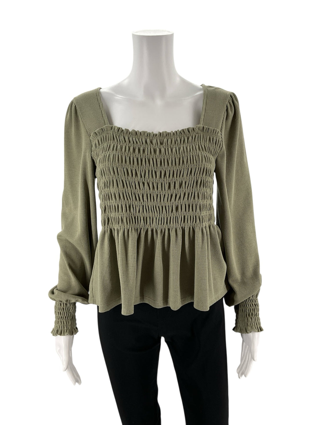 Olive peplum top by Altar&